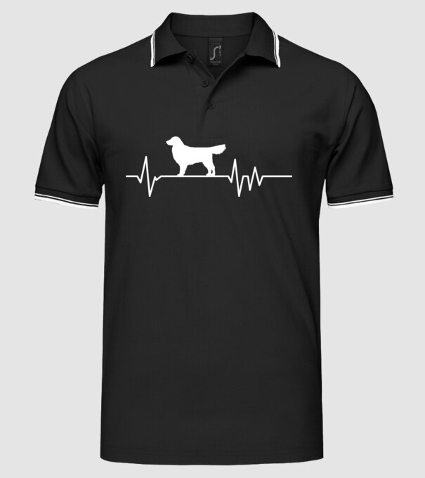 Heartbeat silueta Golden retriever model negru pe tricou