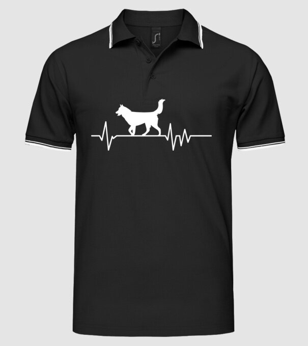 Heartbeat silueta Husky model negru pe tricou