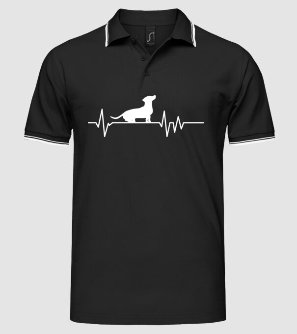 Heartbeat silueta Teckel model negru pe tricou