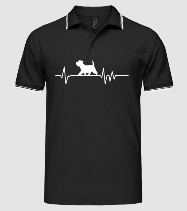 Heartbeat silueta Westie model negru pe tricou