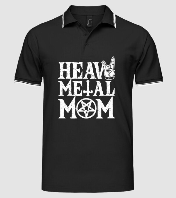 Heavy Metal Mom model negru pe tricou
