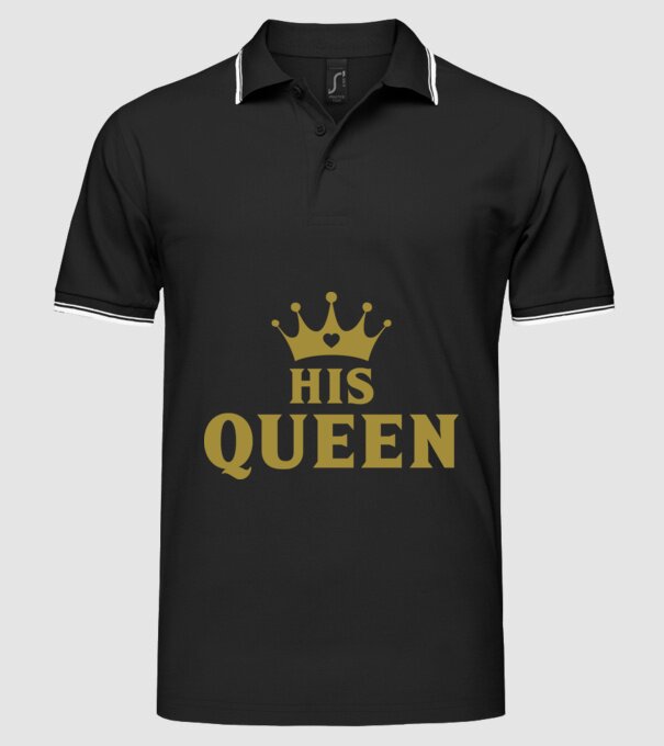 His Queen model negru pe tricou