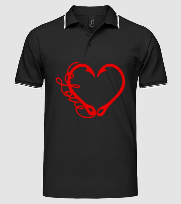 Inima Cârlig model negru pe tricou