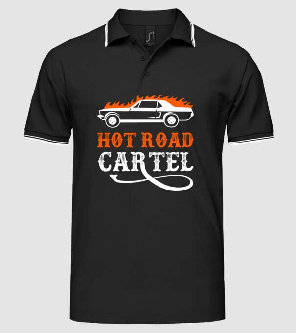 Hot road cartel model negru pe tricou