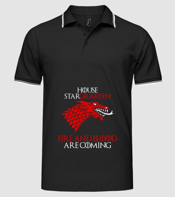 house stargaryen model negru pe tricou