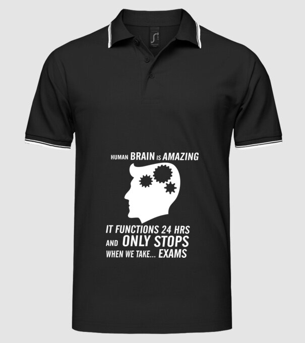 Human brain is amazing model negru pe tricou
