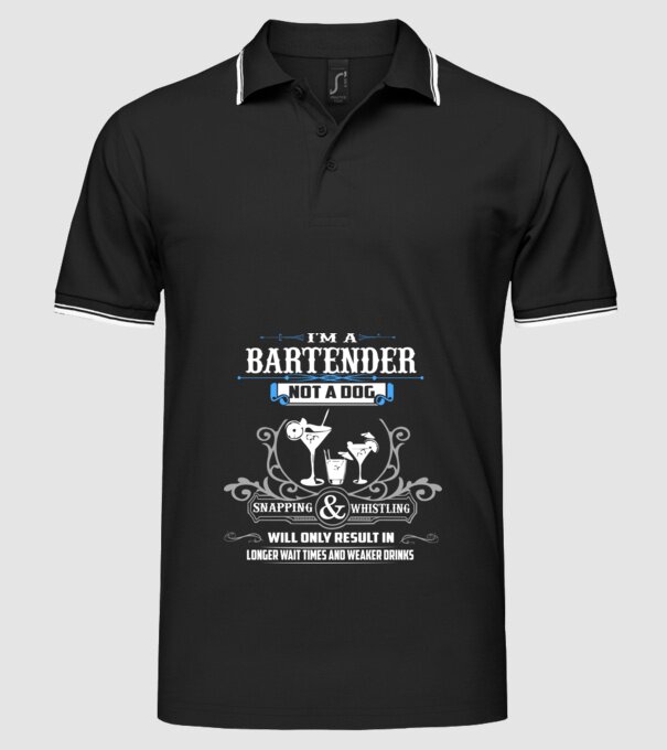 'I''m a bartender NOT a dog' model negru pe tricou