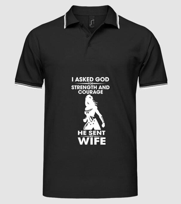 I asked God for strenght and courage model negru pe tricou