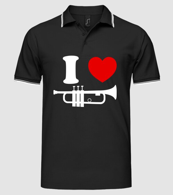 I heart trumpet model negru pe tricou