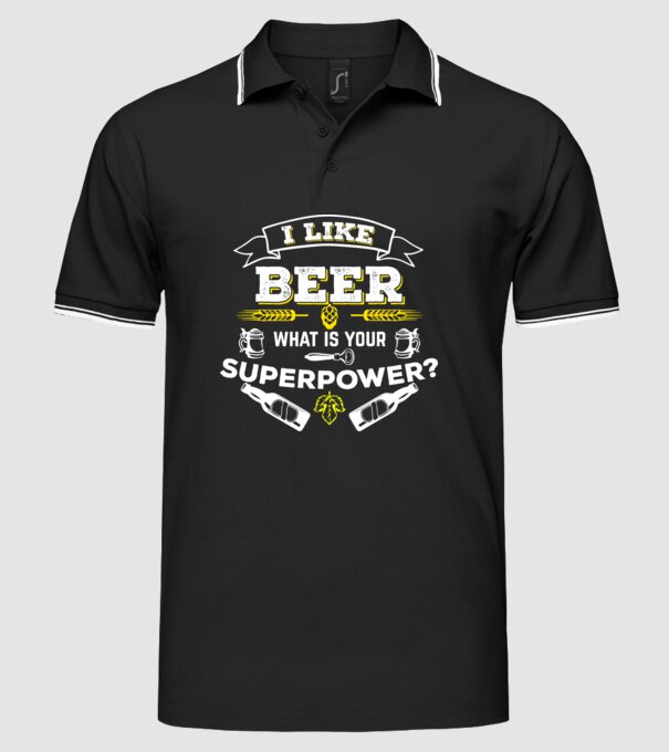 i like beer model negru pe tricou