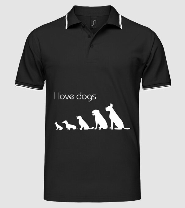 I love dogs model negru pe tricou
