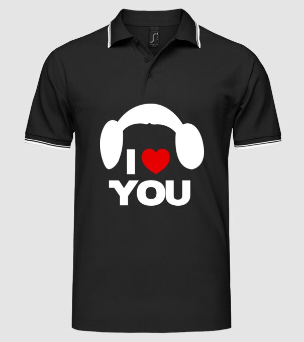 i love u model negru pe tricou
