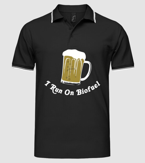 I Run On Biofuel model negru pe tricou