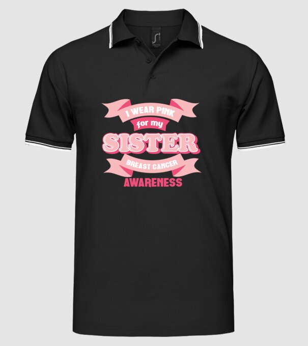 I wear pink for my sister model negru pe tricou