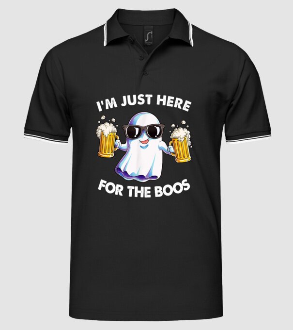 Im just here for the boos model negru pe tricou