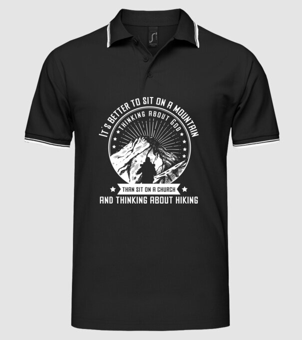 Its better to sit on a mountain and thinking on God model negru pe tricou