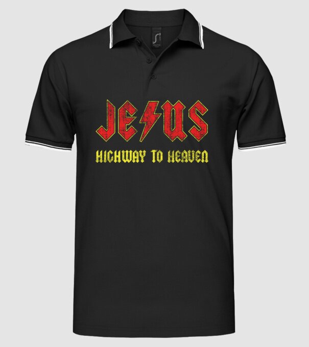 JESUS HIGHWAY TO HEAVEN model negru pe tricou