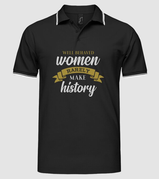 Fete bine educate model negru pe tricou