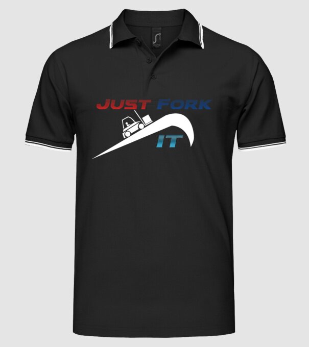 Just Fork It model negru pe tricou
