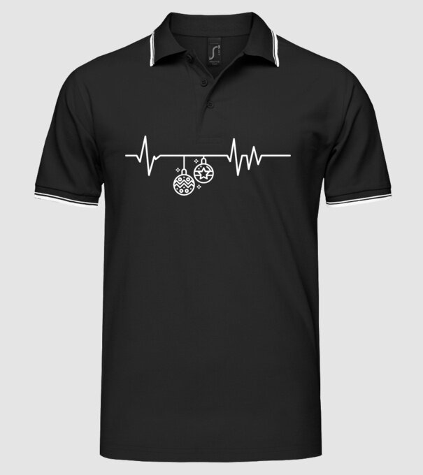 heartbeat Crăciun model negru pe tricou