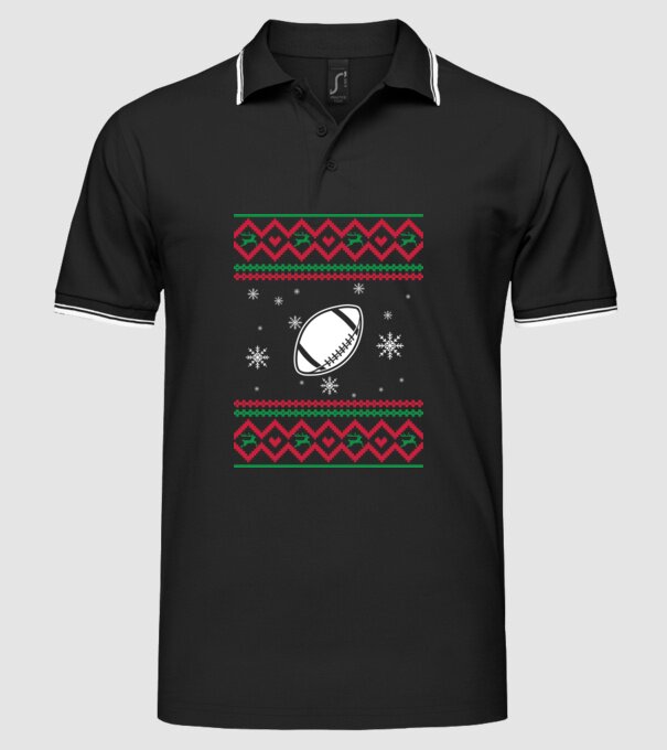 Model tricotat de Crăciun - fotbal american model negru pe tricou