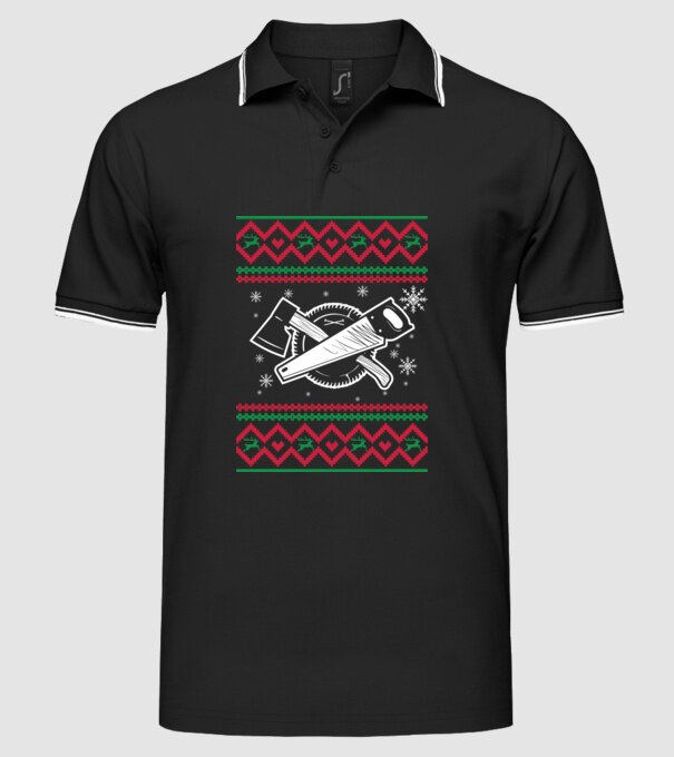 Model tricotat de Crăciun - tâmplar model negru pe tricou