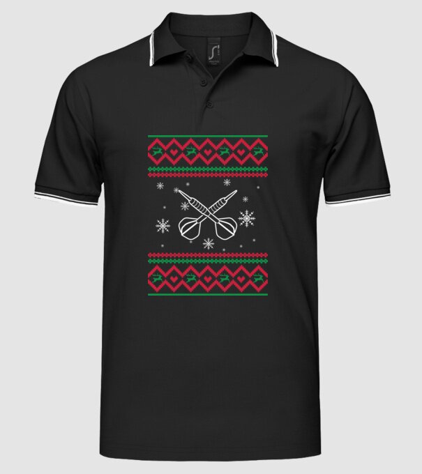 model tricotat de Crăciun - darts model negru pe tricou