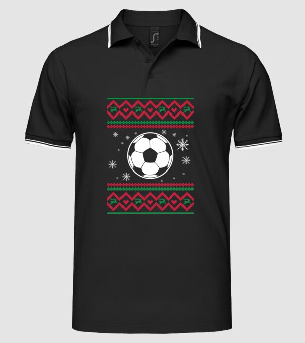 Model tricotat de Crăciun - fotbal model negru pe tricou