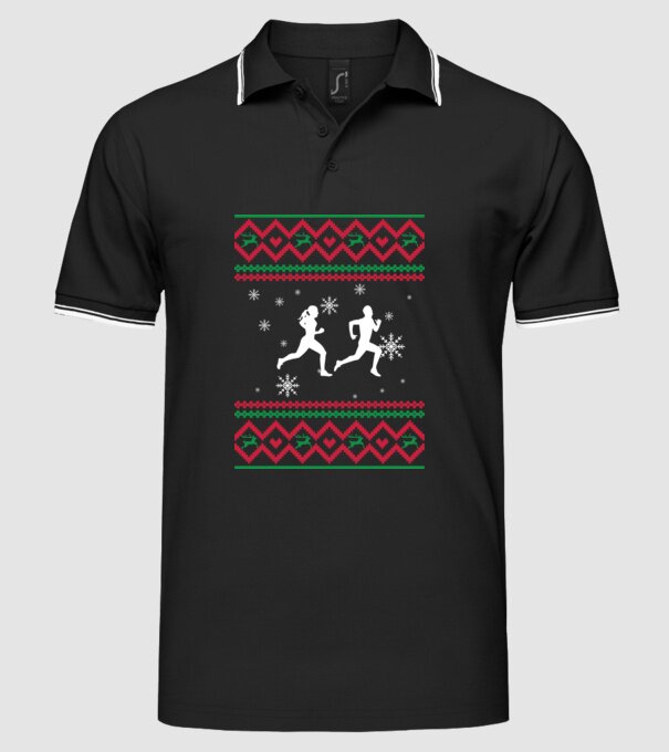 Model tricotat de Crăciun - alergători model negru pe tricou