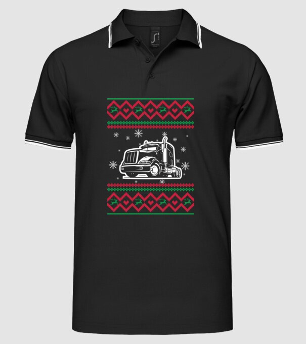 Model tricotat de Crăciun - camion model negru pe tricou