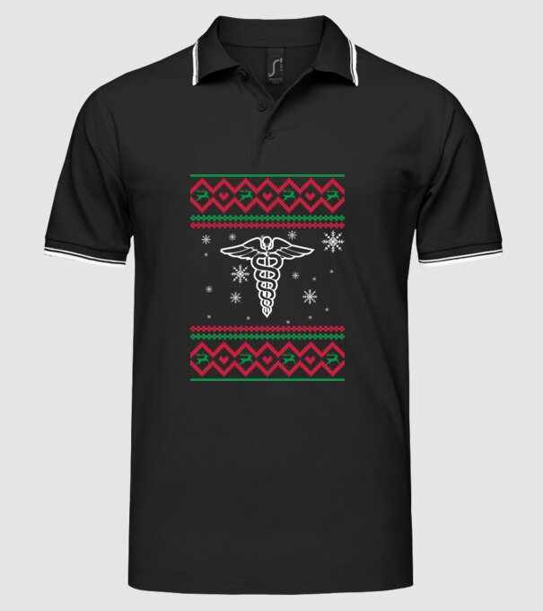 Model tricotat de Crăciun - medicină model negru pe tricou