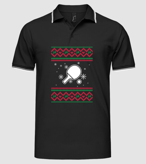 Model tricotat de Crăciun - tenis de masă model negru pe tricou