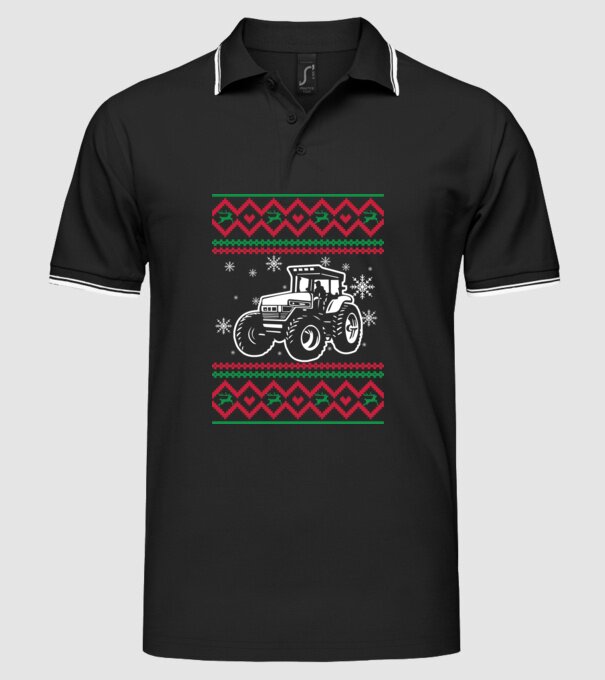 Model tricotat de Crăciun - tractorist model negru pe tricou