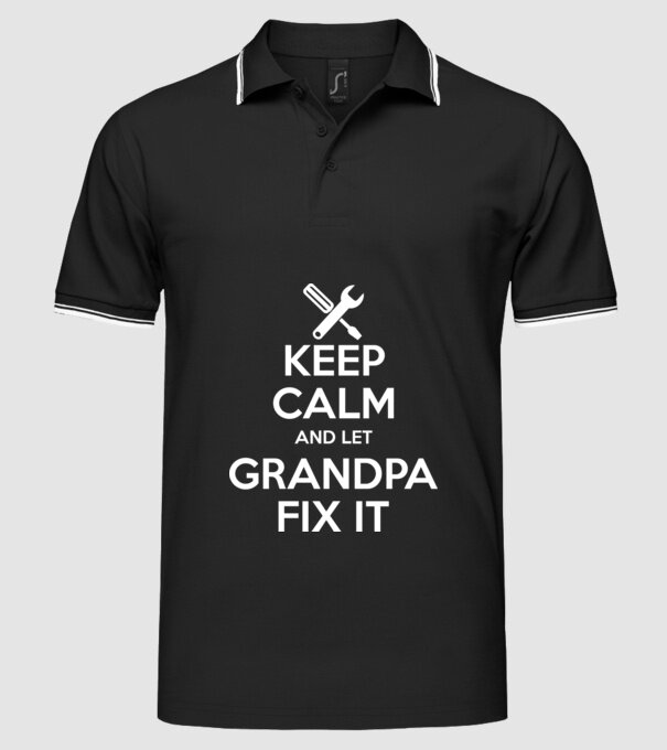 Keep calm and let grandpa fix it model negru pe tricou