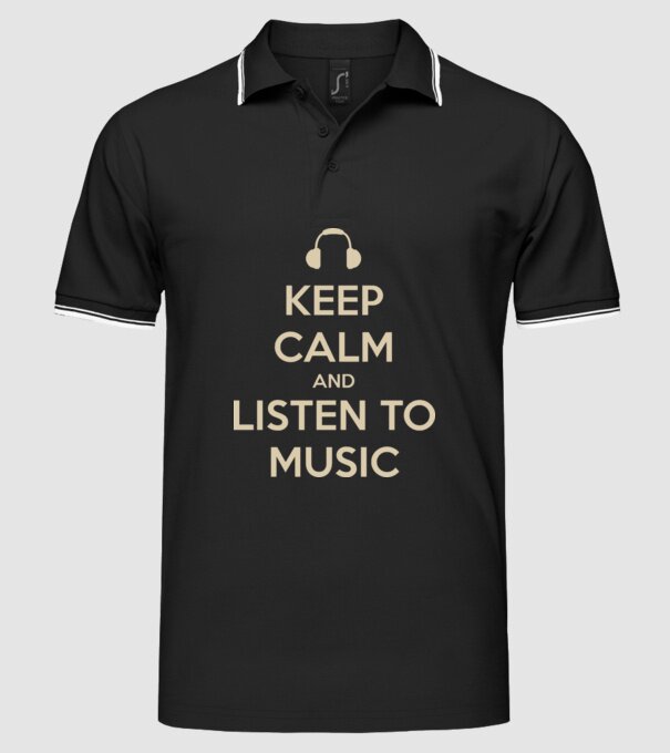 keep calm and listen to music model negru pe tricou