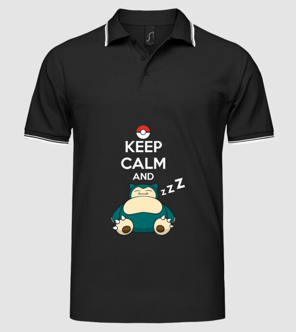 Keep Calm Snorlax model negru pe tricou