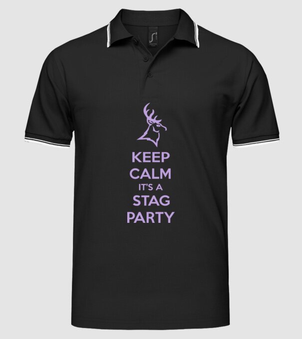 Keep calm stag party on model negru pe tricou