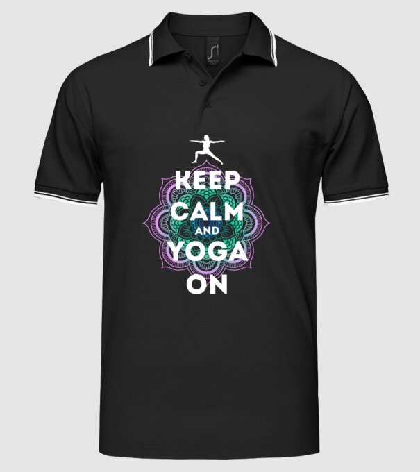 keepcalm yoga white model negru pe tricou
