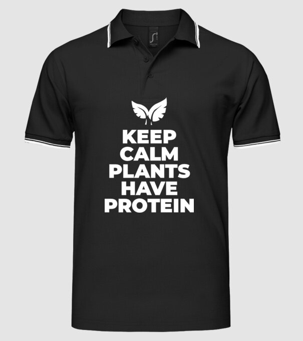 keep calm plant protein model negru pe tricou