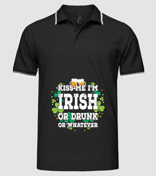 'Kiss me I''m Irish or Drunk' model negru pe tricou