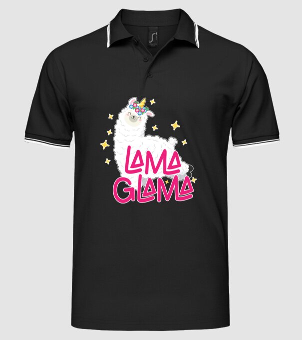 Lama glama model negru pe tricou