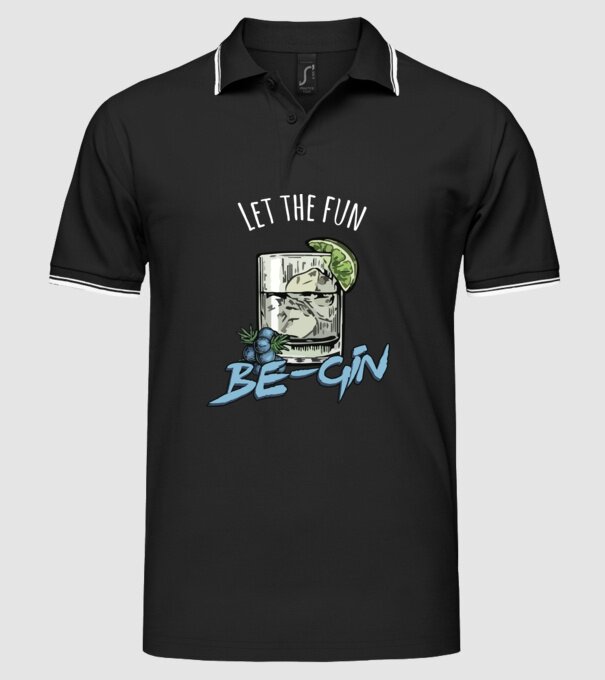 Let the fun be gin model negru pe tricou