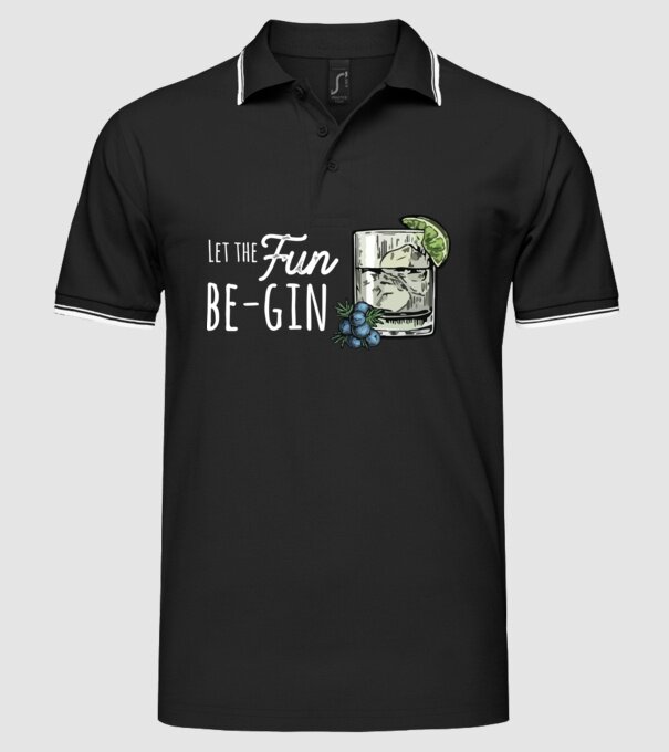 Let the fun be gin model negru pe tricou
