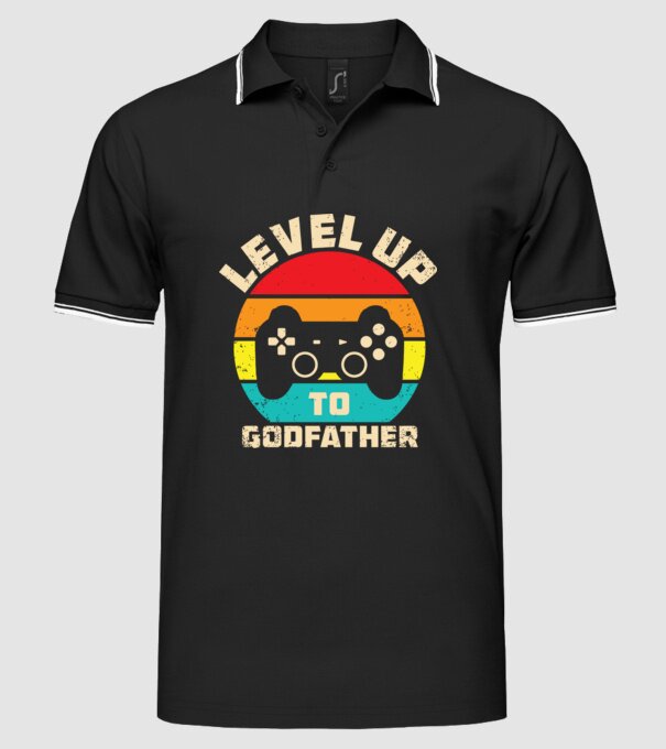 Level Up Godfather model negru pe tricou