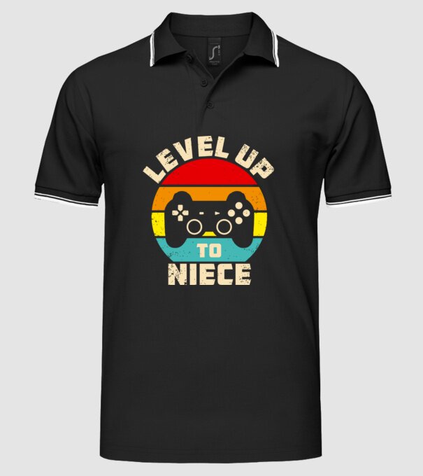 Level Up Niece model negru pe tricou
