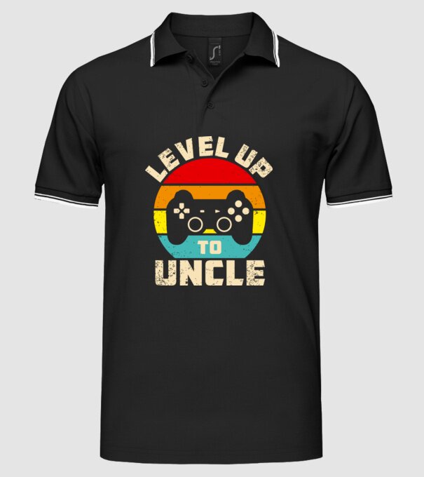 Level Up Uncle model negru pe tricou