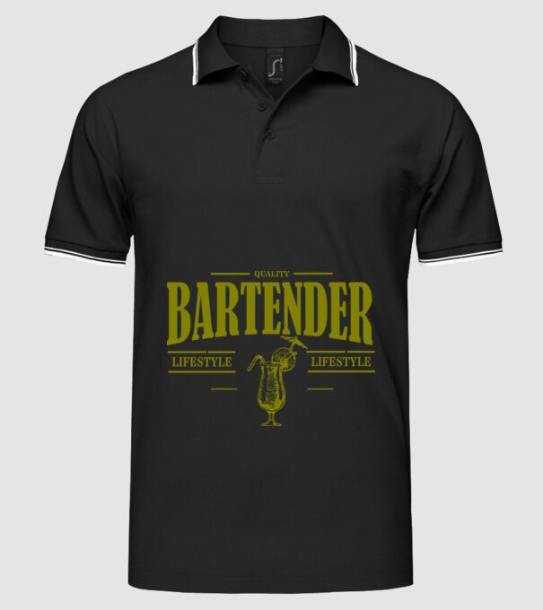 Lifestyle Bartender model negru pe tricou