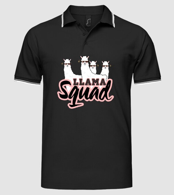 Llama squad model negru pe tricou