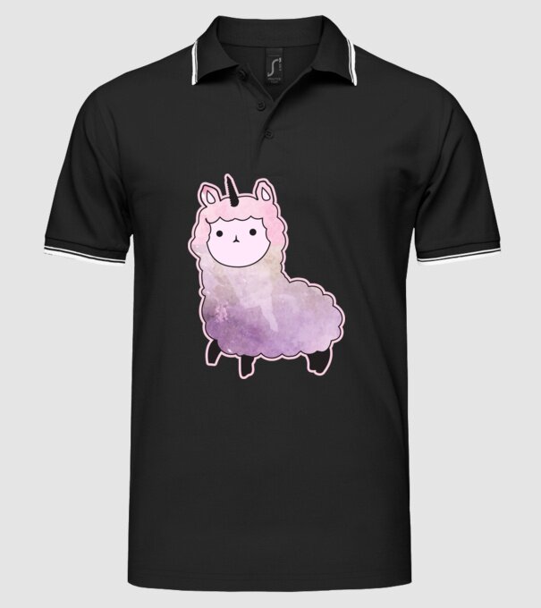 Llamacorn cutie model negru pe tricou