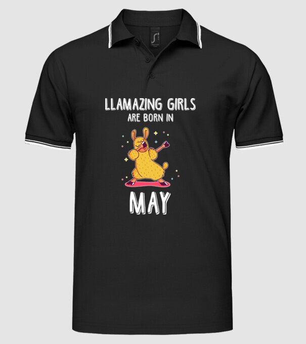 Llamazing girls are born in may model negru pe tricou